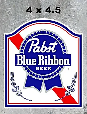 Pabst Blue Ribbon Beer Logo Decal Sticker 4.5  H X 4  W  LAMINATED • $3.16