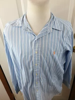 MENS POLO RALPH LAUREN Classic STRIPED BUTTON UP SHIRT SIZE Large EXC • $21.27