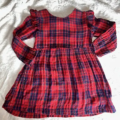 £1.50 • Buy Girls 12-18 Months Red Check Dress Long Sleeved
