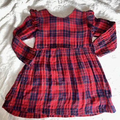 £1.50 • Buy Girls 12-18 Months Red Check Dress Long Sleeved