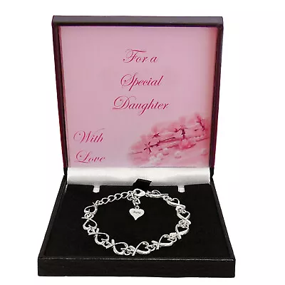 Personalised Hearts Chain Bracelet With Engraved Tiny 925 Silver Tag Engraved • £18.99