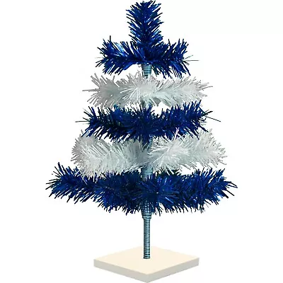 Shiny Blue And Matte White Layered Tinsel Christmas Tree Stand Included • $89.99