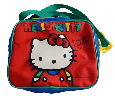 Vintage 1990 Hello Kitty Sanrio Lunch Box Bag Soft Side Primary Colors EUC • $46