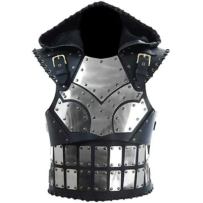 Medieval Knight Leather Armor Larp Leather Viking Breastplate With Hood SCA • $279.90