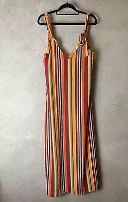 $25 • Buy Pull And Bear Colourful Lines Shift Dress Size M