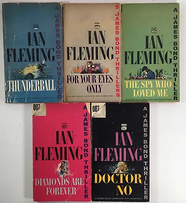 JAMES BOND Thunderball Doctor No By IAN FLEMING LOT OF 5 Paperbacks 1960s • $29.99