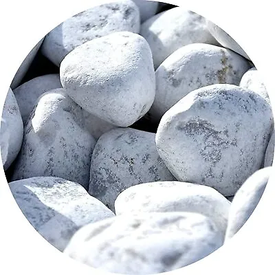 Decorative Garden Stones SNOW WHITE Marble Pebbles Greece Sizes Home Aquarium • £5.99