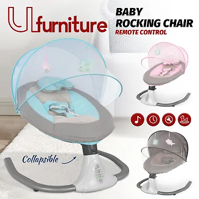 Electric Baby Swing Rocker Bed Infant Remote Cradle Chair Toddler Bouncy Seat • $102.90