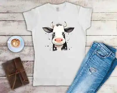 Cute Cow Ladies Fitted T Shirt Sizes Small-2XL • £11.24