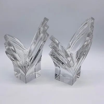 Mikasa Taper Candle Holders Set Of 2 Art Deco Crystal Heavy Sculptural German • $28.68