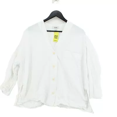 COS Women's Shirt XS White 100% Cotton Long Sleeve V-Neck Basic • £22.70