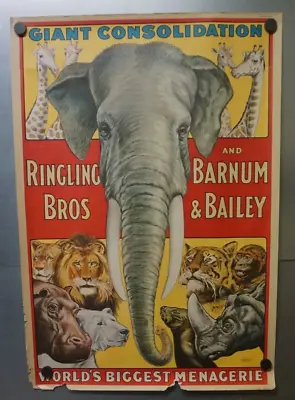 $35 • Buy Vintage Ringling Bros. Barnum & Bailey Circus Giant Consolidation Poster P-127