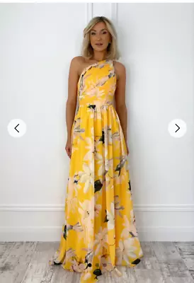 Maxi Dress 12/L Yellow One Shoulder  • £35