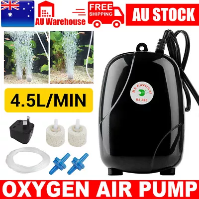 Oxygen Air Pump Aquarium Fish Tank Pond Air Bubble Disk Stone Aerator 2 Outlets • $15.45