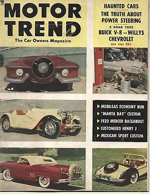 July 1953 Motor Trend Magazine Mobilgas Economy Run Mercer Raceabout Manta Ray • $14.99