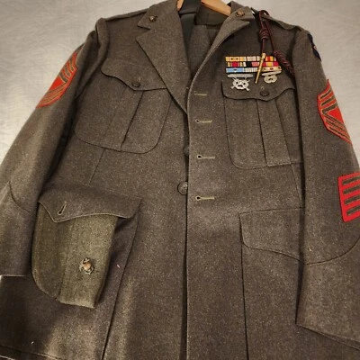 $299.95 • Buy Ww2 Usmc Marine Corps 1st Battalion Artillery Uniform Ribbons & Pins Named
