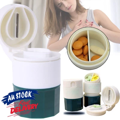 $10.99 • Buy 4 Layers Tablet Divider Grinder Pill Crusher Cutter Box Hot Splitter Cup Storage