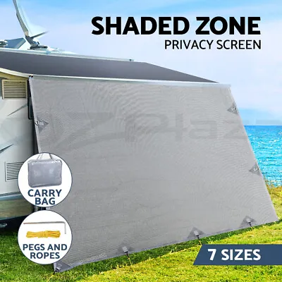 Caravan Privacy Screens Roll Out Awning 3.4M-5.2M End Wall Side Sun Shade 1.95m • $53.95