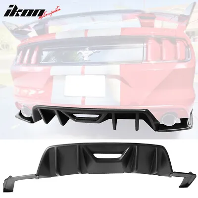 Fits 15-17 Ford Mustang HN Style Rear Bumper Lip Diffuser 3PC Matte Black - PP • $159.99