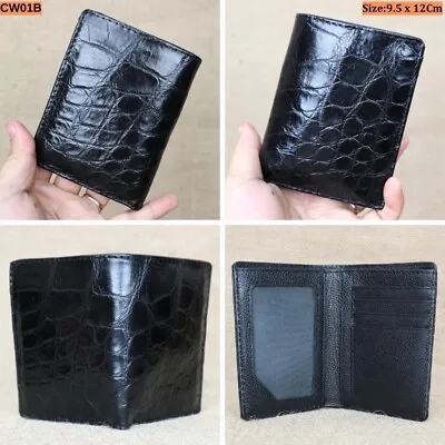 Black Bifold Wallet For Men Real Alligator Crocodile Leather Money Clip Luxury • $64.99