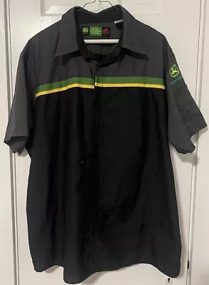John Deere X Red Kap Men's Large Short Sleeve Black Gray Mechanic Shop Shirt • $34