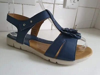 Padders Tansy Designer Uk 8 Eu 41 Womens Blue Leather Flat Summer Sandals • £16.99