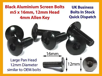 £4.99 • Buy 6x Black Aluminium Bolts M5 X 16mm Allen Key For Honda Motorcycle Fairing Screen