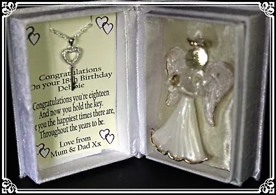 18th Birthday Key Necklace In A Beautiful Angel Box Personalised Gift • £22.50