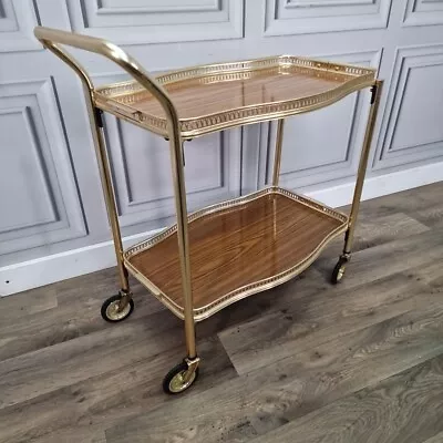 Vintage Retro 2 Tier Gold Cocktail Drinks Tea Hostess Trolley Gin Cart - Display • £79.99