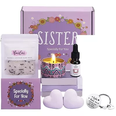 Sister Pamper Gifts Birthday Gift Set Lavender Essential Oil Candle Bath Body • £10.99