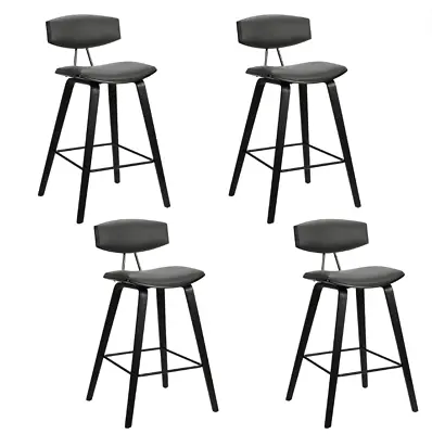 Set Of 4 Mid Century Counter Bar Stools Gray Black Modern Kitchen Chairs 25.5  • $571.97