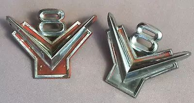 2 X Vintage FORD Original V8 Guard BADGE BM-16237-A - Customline? Thunderbird? • $44