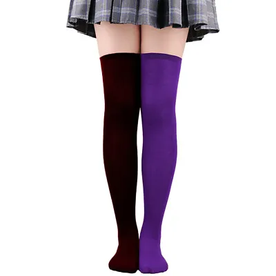 Women High Stockings Elastic Two Color Xmas Halloween Striped Tights Sexy Stocks • $7.79