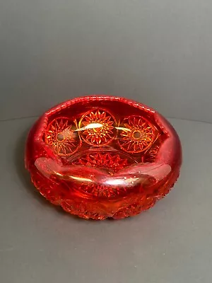 Vintage Ruby Amberina Ruby Carnival Glass Rose Bowl Vase • $19.99