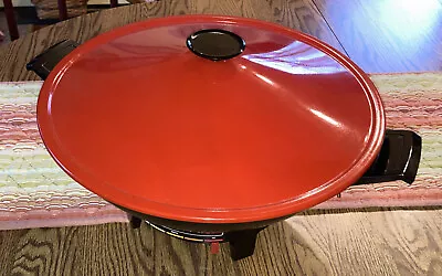 Vintage West Bend Electric 6 Qt. Wok Skillet Red Made In USA  Tested • $25