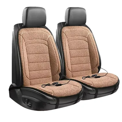 12V Car Heated Seat Cover Cushion Front Chair Heater Warming Pad Brown Universal • $63.80