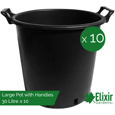 £36.29 • Buy 10 X Heavy Duty 30 Litre Plastic Plant Pots With Handles | Containers/Tubs/Pots