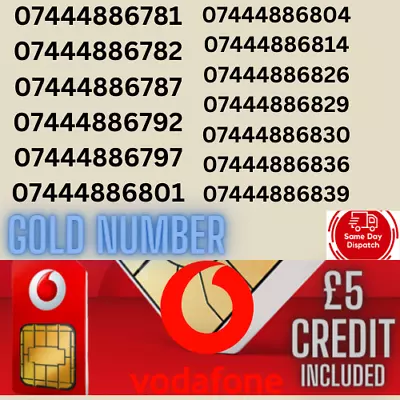 Easy Gold  Mobile Number Golden Memorable Platinum Vip Uk Pay As You Go Sim Card • £14.99