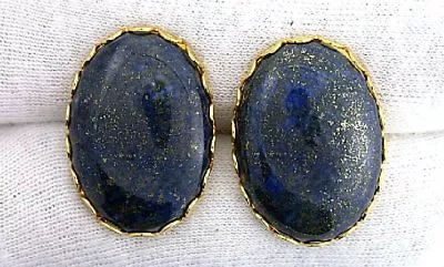 Lapis Lazuli 25x18 Oval Cabochon Cab Gem Gold Color Cufflink Cuff Link EBS8432 • $33.66