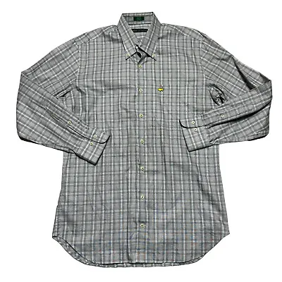 Masters Clubhouse Collection Mens Medium Gray Plaid Button Up Golf Long Sleeve • $29.88