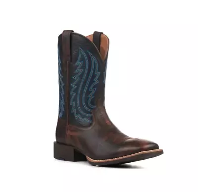 Men's Chocolate Full Grain Leather Black Upper Cowboy Boots - 5 Day Delivery • $126