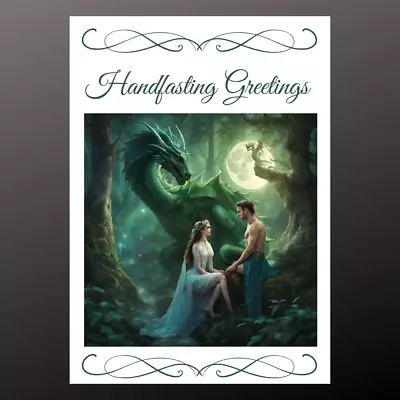 Handfasting Blessings Card Love & Light Dragon Fantasy Goddess Pagan Wiccan Wed • £2.99