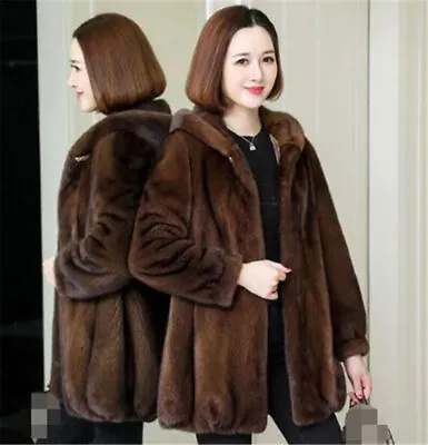Winter Women's Jacket Hooded Thick And Warm Synthetic Fur Mink Coat Top • $60.45