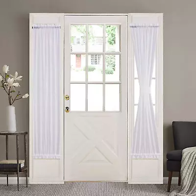 Home Brilliant Side Lights Front Door Curtains Entry Way Decor White Semi Sheer  • $36.94