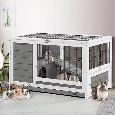 Wooden 35.4’’ Rabbit Hutch Bunny Cage Guinea Pig Cage Pet House For Small Animal • $104.99