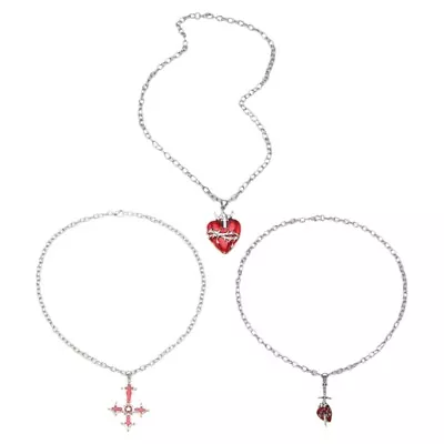 Vintage Christian Necklace Enamel Gothic Heart Charm Collarbone Chain • £6.26