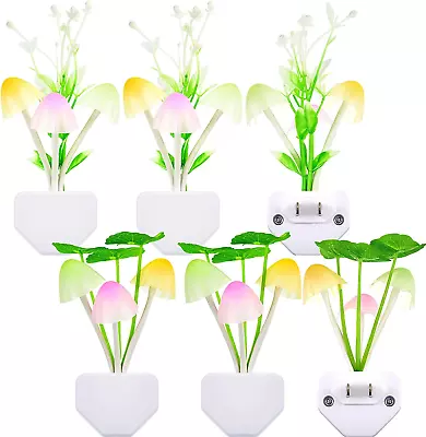 6 Pcs Mushroom Night Lights 7 Color Change Plug LED Night Lights Mini Magic Sen • $18.02