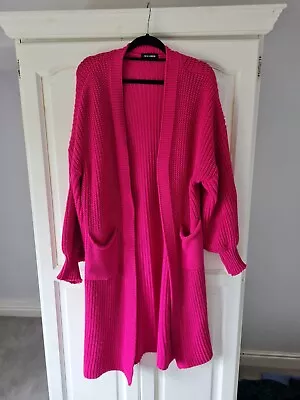 Long Pink Cardigan One Size Wool QED • £5