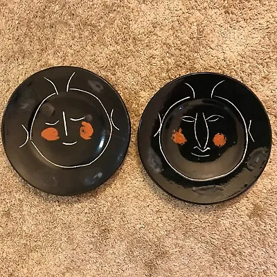 Pablo Picasso Visage Noir Earthenware Clay Pottery Pair Of Madoura Face Plates • $10000