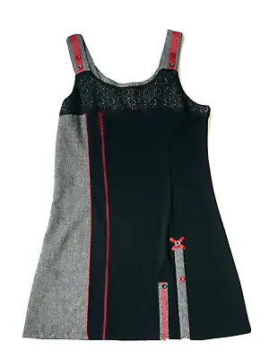 $25.95 • Buy HOT ICE COLLECTION Size L  Womens Retro Black Red Button Sleeveles Pinafore Dess